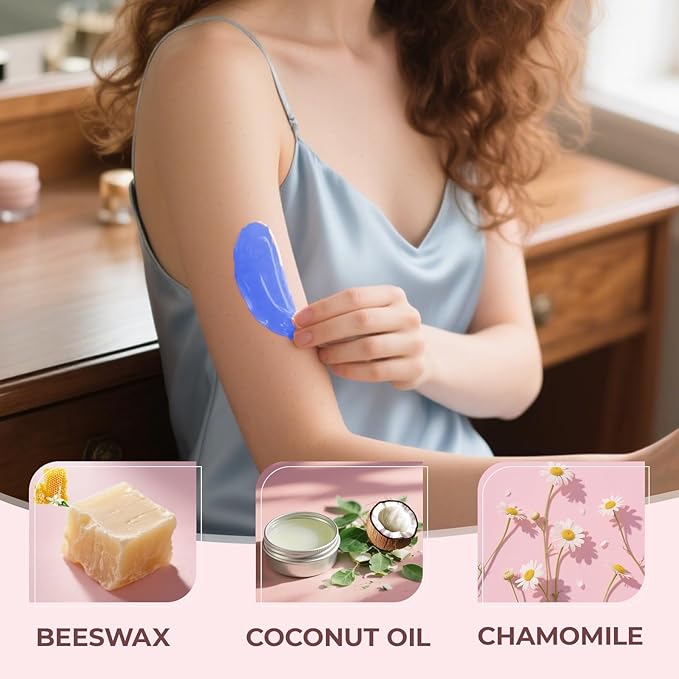 Wax Beads for Sensitive Skin Hair Removal - 2.5lb Hard Wax Pearls with 20 Sticks for Brazilian, Bikini, Back, and Chest, Painless Refill for Waxing Kit (Chamomile)