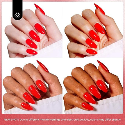 Beetles Red Gel Nail Polish, 15ml Red Color Soak Off UV LED Gel Polish, Nail Art Design Daring Grace Manicure Salon DIY Home Colorful Bottle Gifts for Women