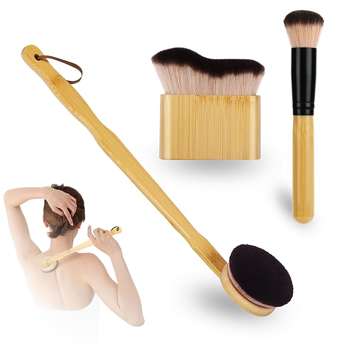 3 Pcs Self Tanner Brush Self Tanning Brush for Self Tan Brushes Kabuki Body Brushes for Self Tanner Back Applicator Self Tan Blending Makeup brush Self Tanner Face Brushes Back Lotion Applicator