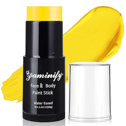 Yellow Face Paint Stick,Water-Based Yellow Body Paint Stick,Washable Full-Coverage Halloween Face Painting for Monster Lion Tiger Costume,Professional SFX Makeup for Cosplay,1.06 OZ