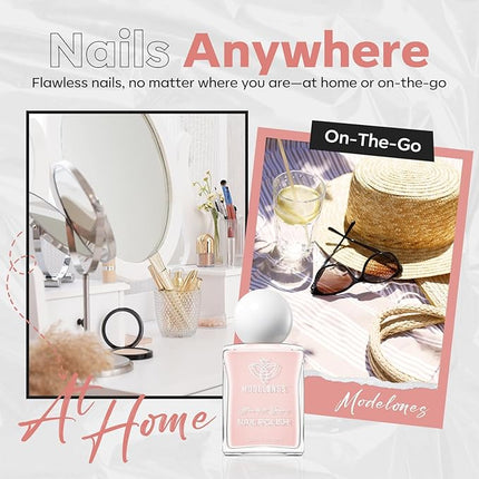 modelones Pastel Pink Nail Polish, Valentines Light Pale Pink 15 ml Quick Dry Nail Lacquer Strengthener Long Last Shine Fingernail Toe Nail Art DIY Home Manicure Gift for Women Girls