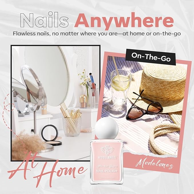 modelones Pastel Pink Nail Polish, Light Pale Pink 15 ml Quick Dry Nail Lacquer Strengthener Long Last Shine Fingernail Toe Nail Art DIY Home Travel Manicure Gift for Women Girls 0.5 Fl Oz