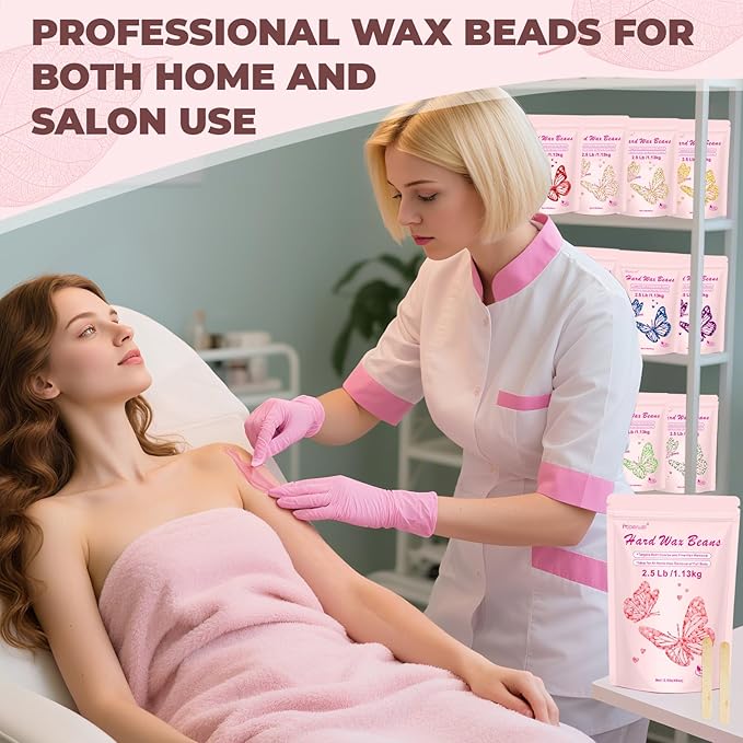 Hard Wax Beads for Hair Removal - 2.5lb/40oz Bulk Refill for Sensitive Skin, Brazilian, Bikini, Underarms, Face, Body with 20 Sticks (Violet)