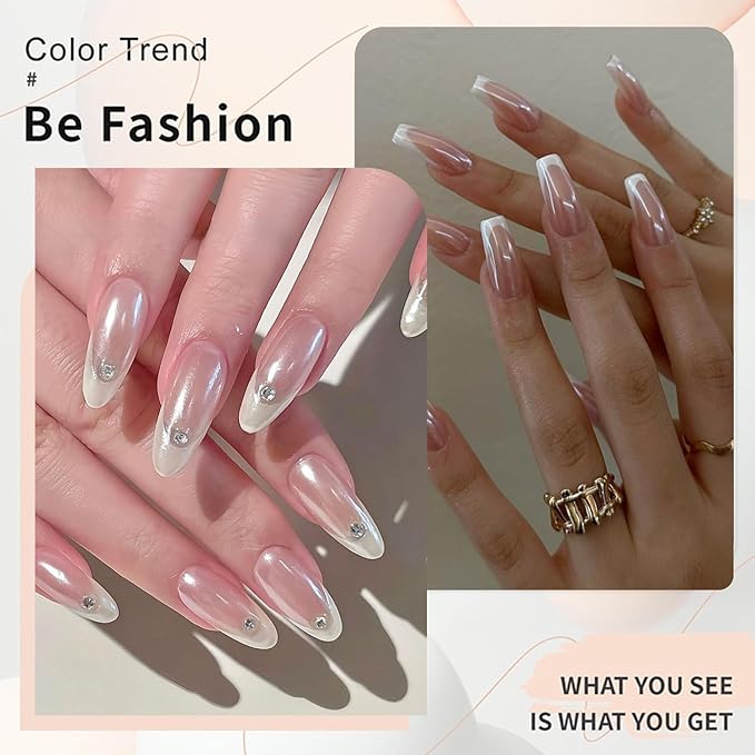 2Pcs Moonlight White Chrome Nail Powder, Magic Clear Pearlescent Mirror Effect Nail Glitter Powder, Pearl Chrome Pigment for Nail Art Decoration