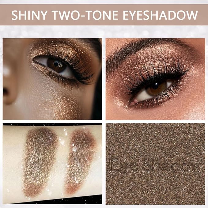 Double color eye shadow, Eyeshadows Creamy, high pigment eye makeup palette, matte shimmer metal eye shadow powder, Blendable, Ultra-Pigmented, Easy to Apply, Matte & Shimmer, (05)