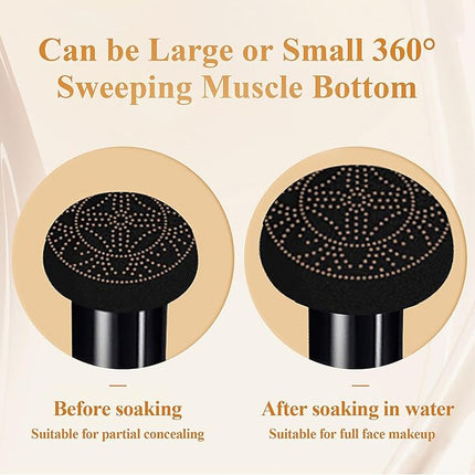 Mushroom Head Air Cushion CC Cream - BB Cream Face Makeup Foundation for Mature Skin Moisturizing Concealer Brighten Long-Lasting, Even Skin Tone for All Skin Types (Deep)