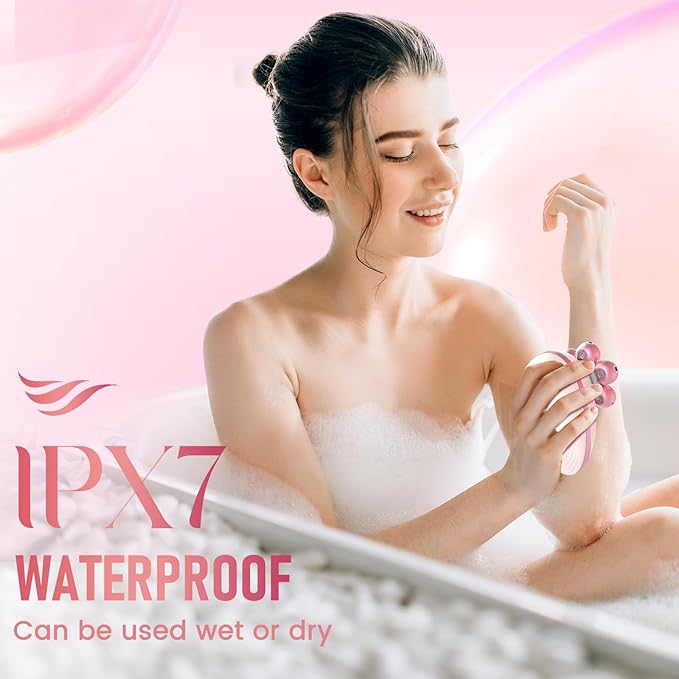 Electric Razors for Women, 7D Rotary Shaver for Legs Bikini Rechargeable, Wet/Dry Hair Removal Kit for Whole Body, Cordless Lady Trimmer Groomer, Wider Shaving Surface, Pink