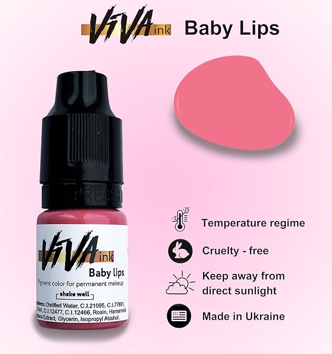 Lip Pigment – Baby Lips – Permanent Lip Makeup – Microblading Ink for Durable and Colorful Lips – Long Lasting Color Lip Cosmetics (0.2 oz)