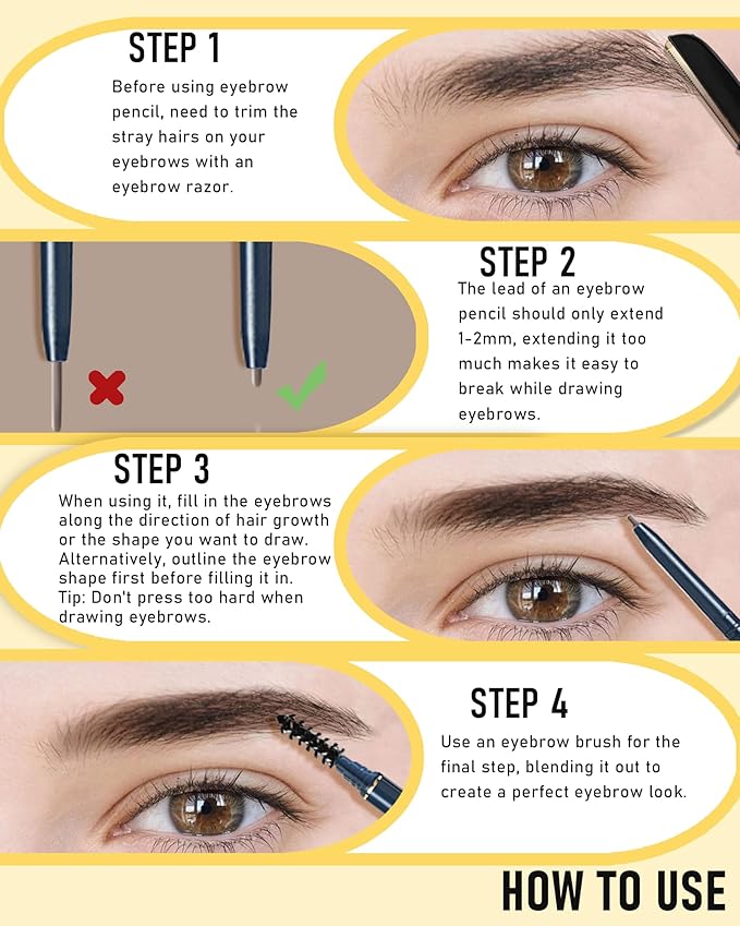 Eyebrow Pencils for Women,12Pcs Black Ultra-Fine Eye Brow Pencil Set,Easy to Color,Long-Lasting Waterproof Eyebrow Tint Pen for Define Shape and Fill Brow,Thanksgiving Eye Makeup Gift Kit for Girl-05