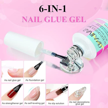 SAVILAND Nail Kit for Beginners: 500 Pcs Nail Tips Pre-Shaped Clear Short Nail Tips with 4-in-1 Nail Glue and Mini Nail Lamp Nail Extension Kit, Nail Art DIY at Home Salon Gift for Women