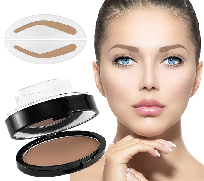 Boobeen Eyebrow Seal Stamp Powder - Waterproof 3 Seconds Eye Make Up Nature Coloring Kit - Creates Natural Looking Brows for Makeup Beginners