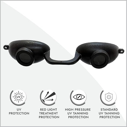 Super Sunnies Flex UV Eye Protection, FDA Compliant Tanning Bed Goggles, Red Light Therapy Glasses, 2 Pack