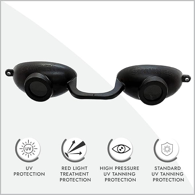 Super Sunnies Flex UV Eye Protection, FDA Compliant Tanning Bed Goggles, Red Light Therapy Glasses, 2 Pack
