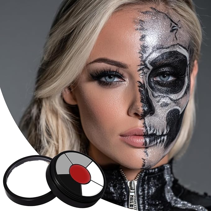 BOBISUKA Grey Face & Body Paint – 6 Colors Cream Washable Face Paint for Skeleton Vampire Zombie Joker Devil Costume & Theme – Easy to Blend, High Pigment & Long Lasting
