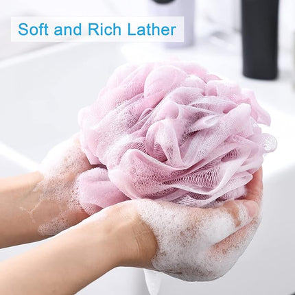 AmazerBath Loofah Sponge 60g/Piece, Exfoliating Bath Sponge Body Scrubber, Loofa Set of 4 - White Grey-Pink-Army Green-Green