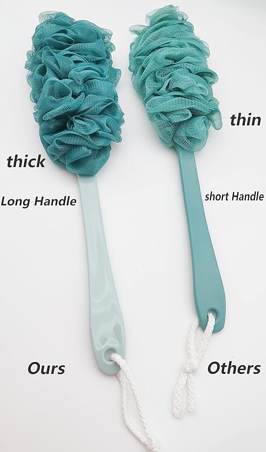 Back Scrubber for Shower, Loofah Long Handle Bath Body Brush, Soft Nylon Mesh Sponge On a Stick for Shower Men Women Kids Elderly, Exfoliating Scrub Cleaning Luffa for All Kinds of Skin(Blue)