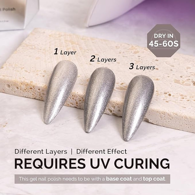 MelodySusie Sliver Glitter Gel Nail Polish,0.5fl oz Soak Off UV LED Sliver Sparkle Glitter Gel Polish Gift for Women Nail Art Manicure Salon DIY Nail Design Decoration at Home-1659