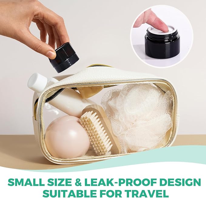 1OZ Amber Glass Jars with lids, 36 Pack Empty Cosmetic Jars, Refillable Airtight Wide Mouth Container for DIY, Sample, Cream, Lotion, Candle Making, Powder, Cosmetic