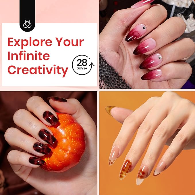 Beetles Blooming Gel and Extra Glossy No Wipe Gel Top Coat Nail Polish Halloween Set, for Spreading Effect Marble Natural Stone Watercolor Floral Print Nail Art Painting