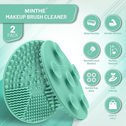 MINTHE™ Makeup Brush Cleaner Mat | 2 Pack | Silicone Make up Cleaning Pad