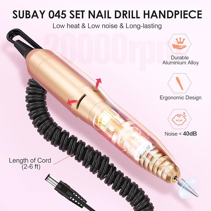 Subway Professional Nail Drill Machine - Electric File for Acrylic and Gel Nails, 20000RPM - Manicure Pedicure Tools for Professionals and Beginners