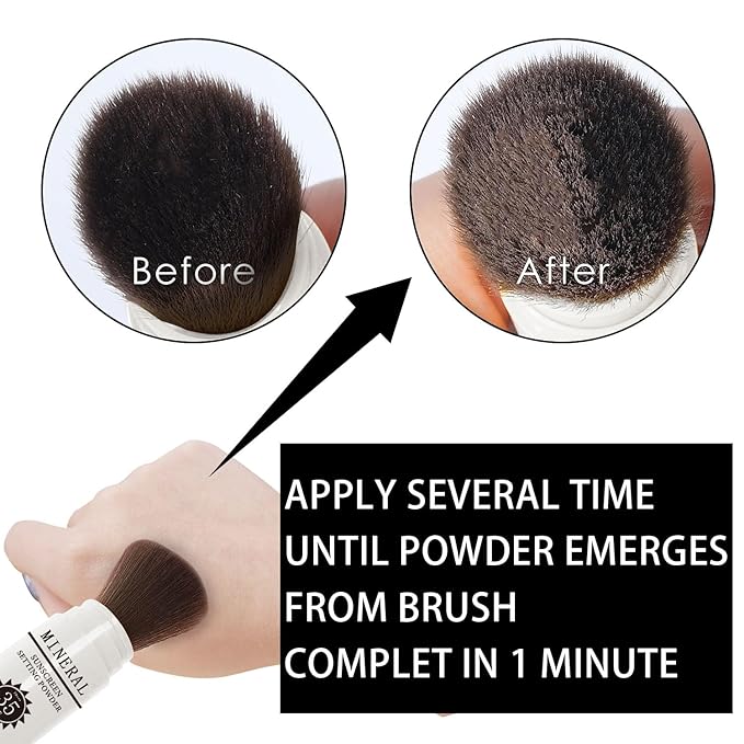 Sunscreen Setting Powder SPF 35, Mineral Brush Powder for Face & Scalp, Oil Control Natural Matte Finish Loose Powder Translucent Lasting Lightweight Breathable for All Skin (04# Pink Complexion)