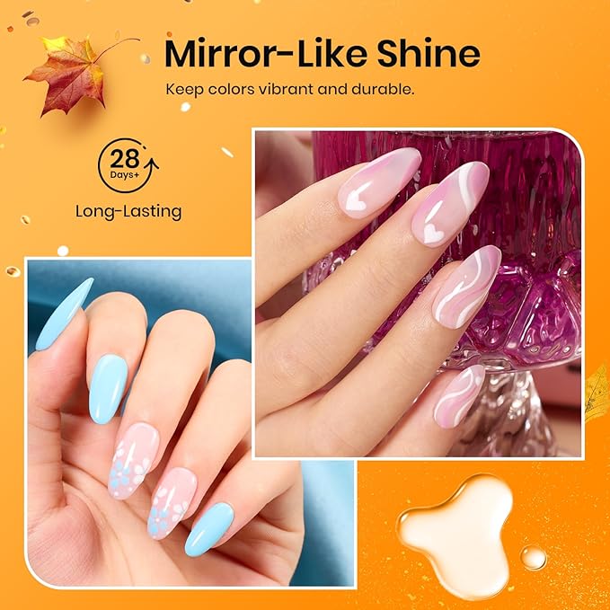 Beetles 2Pcs 15ml Base and Top Coat Set - Upgrade No Wipe Extra Glossy Gel Top Coat Finish for Gel Nail Polish, Soak Off UV/LED Lamp Needed, Essentials for Long-Lasting Manicure Halloween Kit