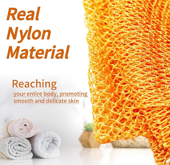 African Net Sponge Authentic, African Exfoliating Sponge Real African Net Black Owned, African Bath Sponge Back Scrubber, Body Exfoliator Shower Bath Accessories (Orange Color)