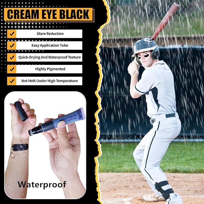 Go Ho Black Face Paint,Easy-to-Use Oil Based Eye Black Stick,Waterproof Face Body Paint for Halloween Cosplay Zombie Skeleton Clown Goth Makeup