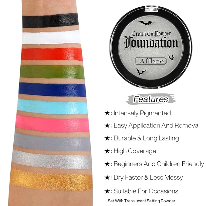 Metallic Silver Face Paint, Professional Full Coverage Shimmer Silver Body Paint for Kids & Adults, Long Last Blendable silver Metal Face Painting for Halloween Makeup,Tin Man FX, Alien, Cosplay,Stage