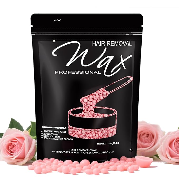 2.5lb Wax Beads, Hard Wax Beads with Upgraded Rose Formula -Wax Beads for Hair Removal Sensitive Skin Women, Includes Sticks & Gloves,Ideal for Bikini/Brazilian/Body/Face Waxing
