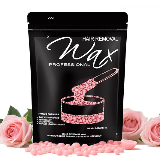 2.5lb Wax Beads, Hard Wax Beads with Upgraded Rose Formula -Wax Beads for Hair Removal Sensitive Skin Women, Includes Sticks & Gloves,Ideal for Bikini/Brazilian/Body/Face Waxing