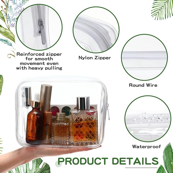 Weewooday 12 Pieces Clear Makeup Bags Cosmetic Storage Bags PVC Zipper Pouches Travel Waterproof Makeup Plastic Case for Women Organizing Toiletries Traveling Bathroom(Medium,Grey)