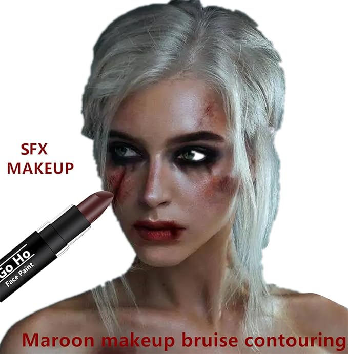 Go Ho Camo Face Paint Brown Stick - Maroon Eye Black Stick Hunting Face Body Paint Professional SFX Makeup,Safe Facepaint Nose&Lip Smacking for Halloween(Brown Color)