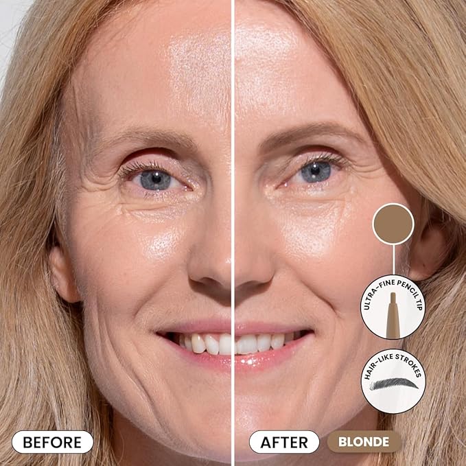 PrimeBrow Pencil for Mature Women – Ultra-Precise Tip for Natural, Hair-Like Strokes – Smudge-Proof & Long-Lasting Wear – Great for Thinning, Sparse, or Graying Brows (Blonde)