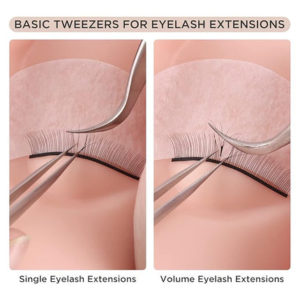 BEYELIAN Eyelash Extension Tweezers, Professional Lashes Tweezers for Make Fans, Curved Tip Stainless Steel ST-15