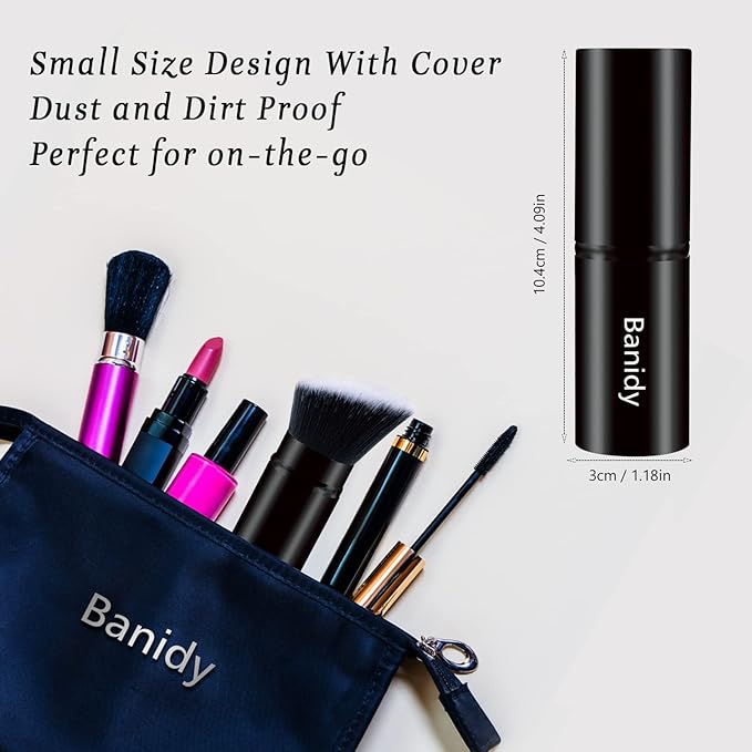 Makeup Brush Kabuki Face Brushes Retractable Travel Blush Kabuki Brush Portable Flawless for Foundation, Powder Blush, Bronzer, Buffing, Liquid, Cream, Cruelty Free with Cover(1PCS)