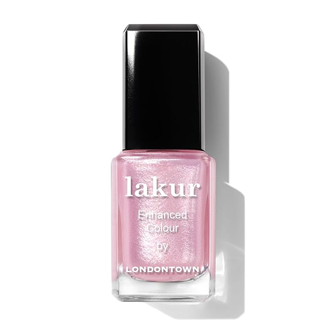 LONDONTOWN Baby Pink Glittery Nail Polish, Pink Strawberry lakur, Vegan Chip-Resistant Long-Lasting Nail Lacquer, .40 fl oz