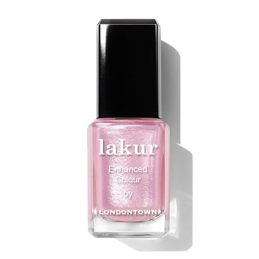 LONDONTOWN Baby Pink Glittery Nail Polish, Pink Strawberry lakur, Vegan Chip-Resistant Long-Lasting Nail Lacquer, .40 fl oz