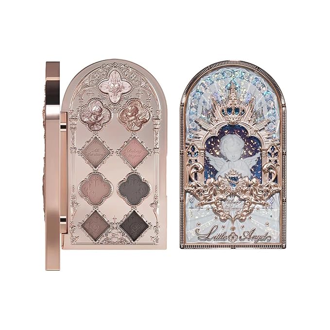 Flower Knows Little Angel 9-Color Eyeshadow Palette - 6 Matte+3 Shimmer Neutral Shades,Long-lasting,Easy-to-apply & Highly Pigmented Goth Eye Shadow(01 Edens Angel,0.37 Oz)