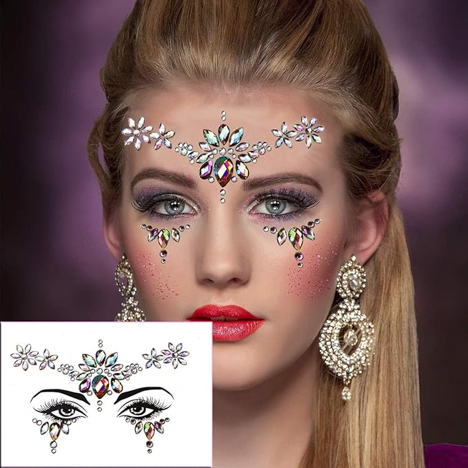 6Sets Festival Face Jewels stickers Body jewels stickers Glitter Rave Face Gems Rhinestones – Eye Body Gems | Rhinestone Stickers | Body Glitter Festival Rave & Party Accessories colorful