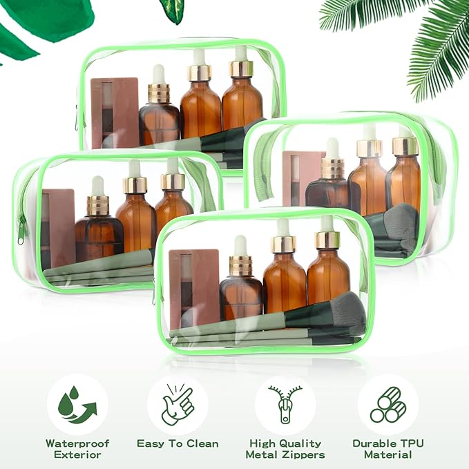 Weewooday 12 Pieces Clear Makeup Bags Cosmetic Storage Bags PVC Zipper Pouches Travel Waterproof Makeup Plastic Case for Women Organizing Toiletries Traveling Bathroom(Small,Green)