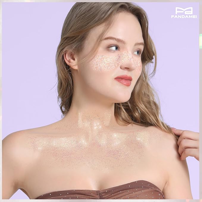 FANDAMEI Body and Face Glitter Set - 2PCS White, 1PCS Chunky, 1PCS Fine Gel - for Makeup, Hair, Mermaid, Halloween Festival Rave