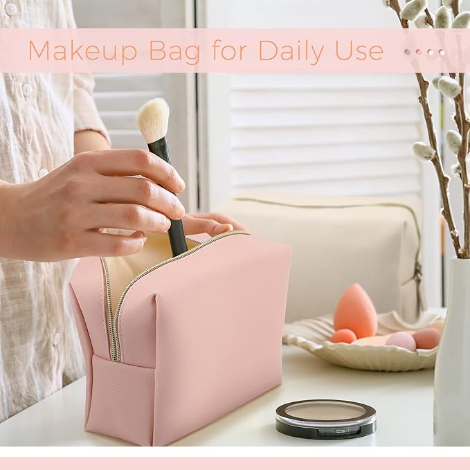 8 Pcs Makeup Bag Pu Leather Cosmetic Pouch Waterproof Small Toiletry Bag Portable Cosmetic Organizer Water Resistant Storage Purse for Lady Women Daily Storage Travel Organizer (Soft Colors,Large)