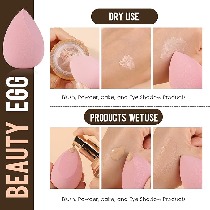 S50 3-Piece Makeup Brush and Sponge Set for Flawless Application - Includes Foundation Brush, Blending Sponge, and Dual End Kabuki&Concealer Brush