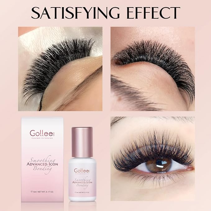 Transparent Lash Glue for Eyelash Extensions - 1-2 Sec Fast Drying/Retention 7 Weeks / (0.17fl.oz / 5ml) Maximum Bonding Clear Pink Eyelash Glue - Professional USE ONLY