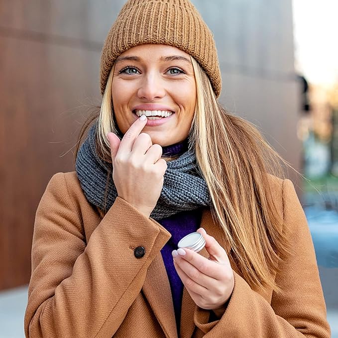 TUZAZO 12Pack 1/2 Oz Aluminum Tin Cans with Screw Lid and Labels, Refillable Travel Sized Cosmetic Containers Small Tins for Lip Balms, Salves, Lotion Bars, Candles