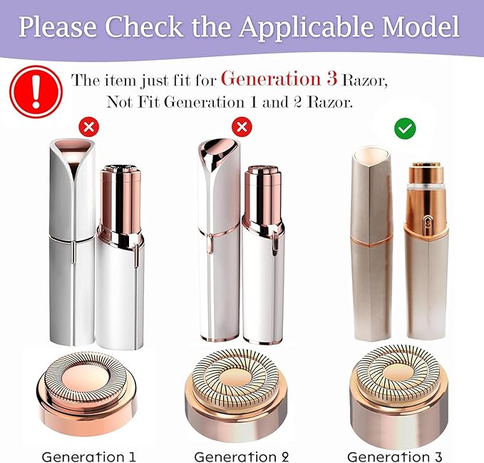 Replacement Heads for Flawless Replacement Heads,Generation 3 Replacement Heads Compatible with New Finishing Touch Flawless Facial Hair Remover,Dual Blades for Flawless Replacement Heads Gen 3,4Pcs.