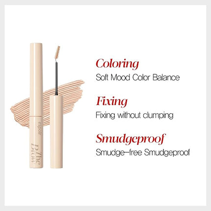 Espoir The Brow Color Fixing Cara #4 Fake Bleach | Easy Fixing without Clumping with Skinny Brush, Long-Lasting & Smudge-proof Eyebrow Mascara, Soft Mood Coloring Tinted Gel, Korean Makeup, 0.1 Fl Oz.
