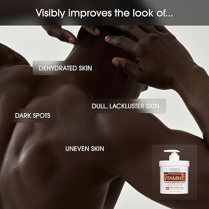 Advanced Clinicals Retinol Body Lotion + Brightening Vitamin C Lotion 2pc Skincare Set For Women & Men | Body Cream & Face Moisturizer Set Helps Improve The Look Of Dark Spots & Uneven Skin Tone, 2PC